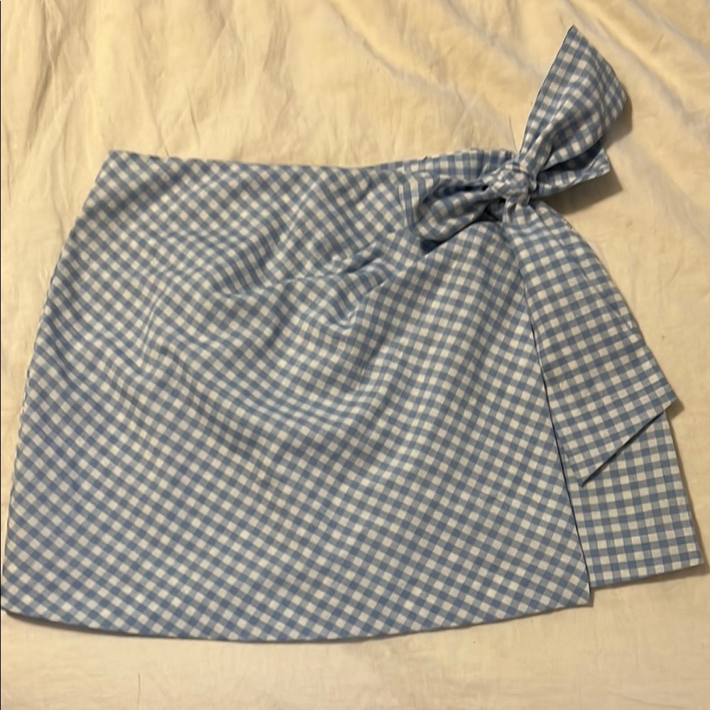 Blue Gingham Bow Skirt